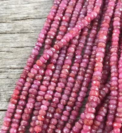 Ruby, Red, Rondelle, 3-4mm