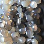 Chalcedony, Pearl and Grey, Pear, 10 mm