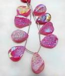 Druzy, Pear, Pink, Titanium Coating