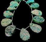 Druzy Pears, Green, Titanium Finish