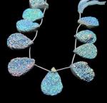 Druzy, Silver Blue, Pear, Titanium