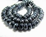 Spinel, Black, Rondelle, Diamond Finish,